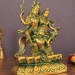 Brass Vishnu Lakshmi on Garuda | 12" x 9" x 5" (30.5 x 22.9 x 12.7 cm) | 5.5 kg Antique Patina Art | Divine Journey Sacred Murti